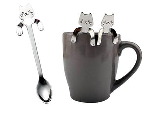 YJYdada 1 Piece Cute Cat Spoon Long Handle Spoons Flatware Drinking Tools Kitchen Gadget