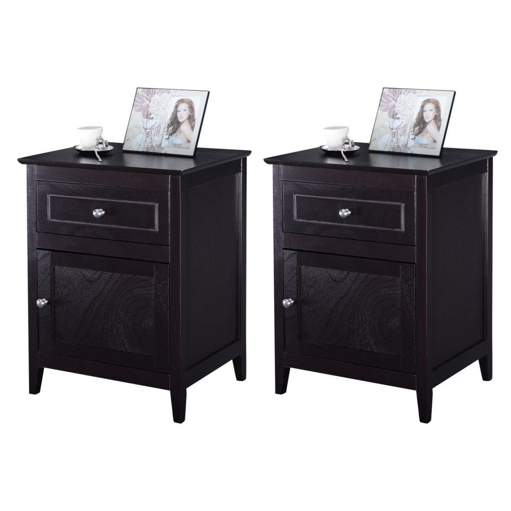 2PCS.Accent End Table Nightstand Bedroom /Living Room Beechwood Furni. Espresso