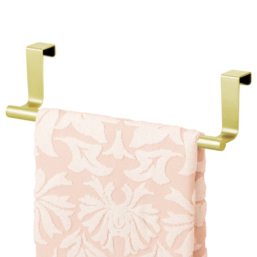 mDesign Over-the-Cabinet Kitchen Dish Towel Bar Holder - 9", Pearl Gold