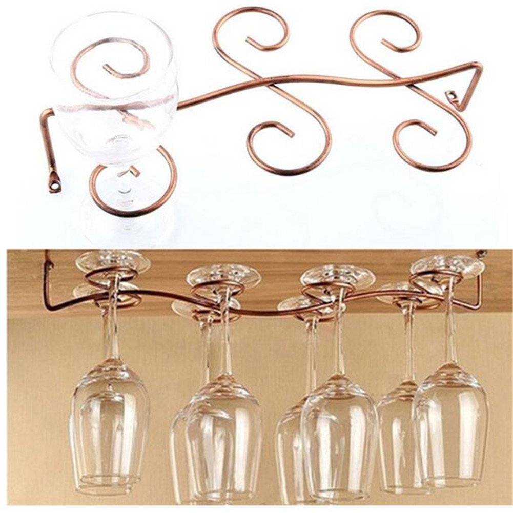 VALINK Stemware Racks, 1Pcs 6/8 Wine Glass Rack, Stainless Steel Wine cup Holder, Stemware Hanging Stand, Under Cabinet Holder, Drinking Glass Storage Organizer Hanger Shelf for Household Bar Tools