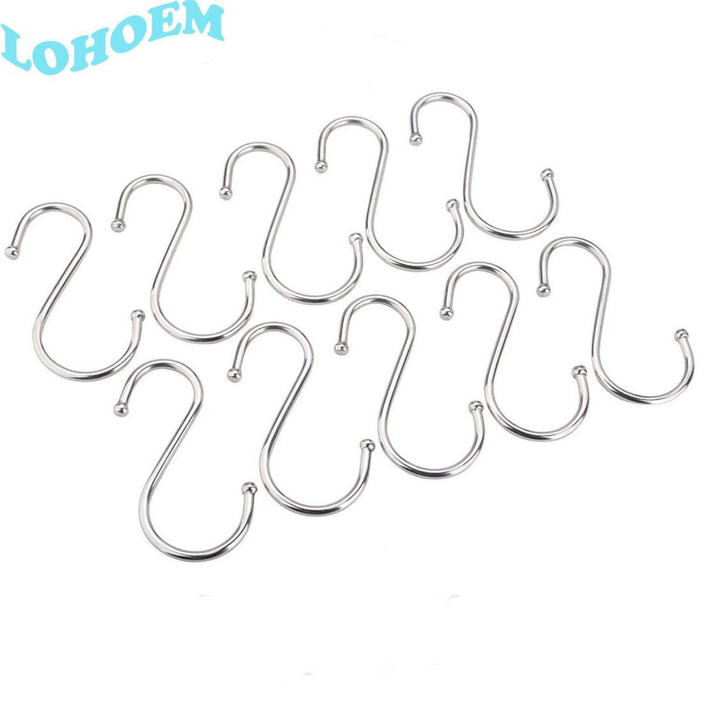 LOHOME® S Shaped Hooks, Pack of 20 PCS Stainless Steel Metal Hooks Kitchen Pot Pan Hanger Clothes Storage Rack (Small)