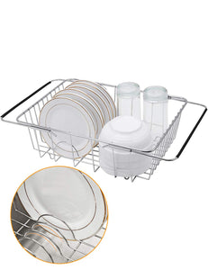 Kitchen Hardware Collection Stainless Steel Roll Up Dish Drying Rack 18.7 Inch x 17.5 Inch Over The Sink Drainer for Kitchen Sink Foldable