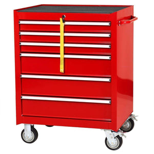 Goplus 30" x 24.5" Tool Box Cart Portable 6-Drawer Rolling Storage Cabinet Multi-Purpose Tool Chest Steel Garage Toolbox Organizer with Wheels and Keyed Locking System (Classic Red)