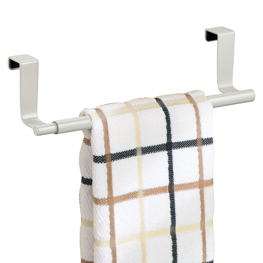 mDesign Over-the-Cabinet Expandable Kitchen Dish Towel Bar Holder - Pearl White