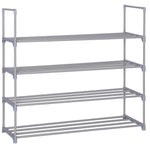 Home-Like 4-Tier Shoe Rack DIY Shoe Rack Tower Metal Storage Rack 20 Pairs Shoes Organizer Stackable Shoe Shelves Metal Shoe Stand in Black for Entryway Closet 35.6''W x 12''D x 33.27''H (Grey)