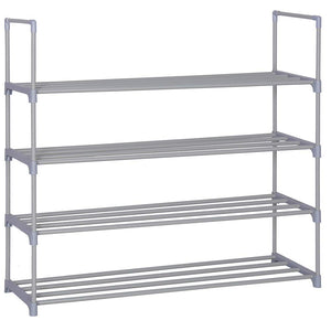 Home-Like 4-Tier Shoe Rack DIY Shoe Rack Tower Metal Storage Rack 20 Pairs Shoes Organizer Stackable Shoe Shelves Metal Shoe Stand in Black for Entryway Closet 35.6''W x 12''D x 33.27''H (Grey)