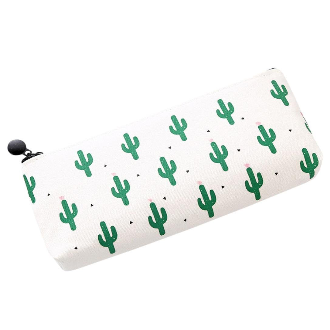 LtrottedJ Travel Makeup Cosmetic Cactus Case Wash Organizer Storage Cartoon Pencil Case (C)