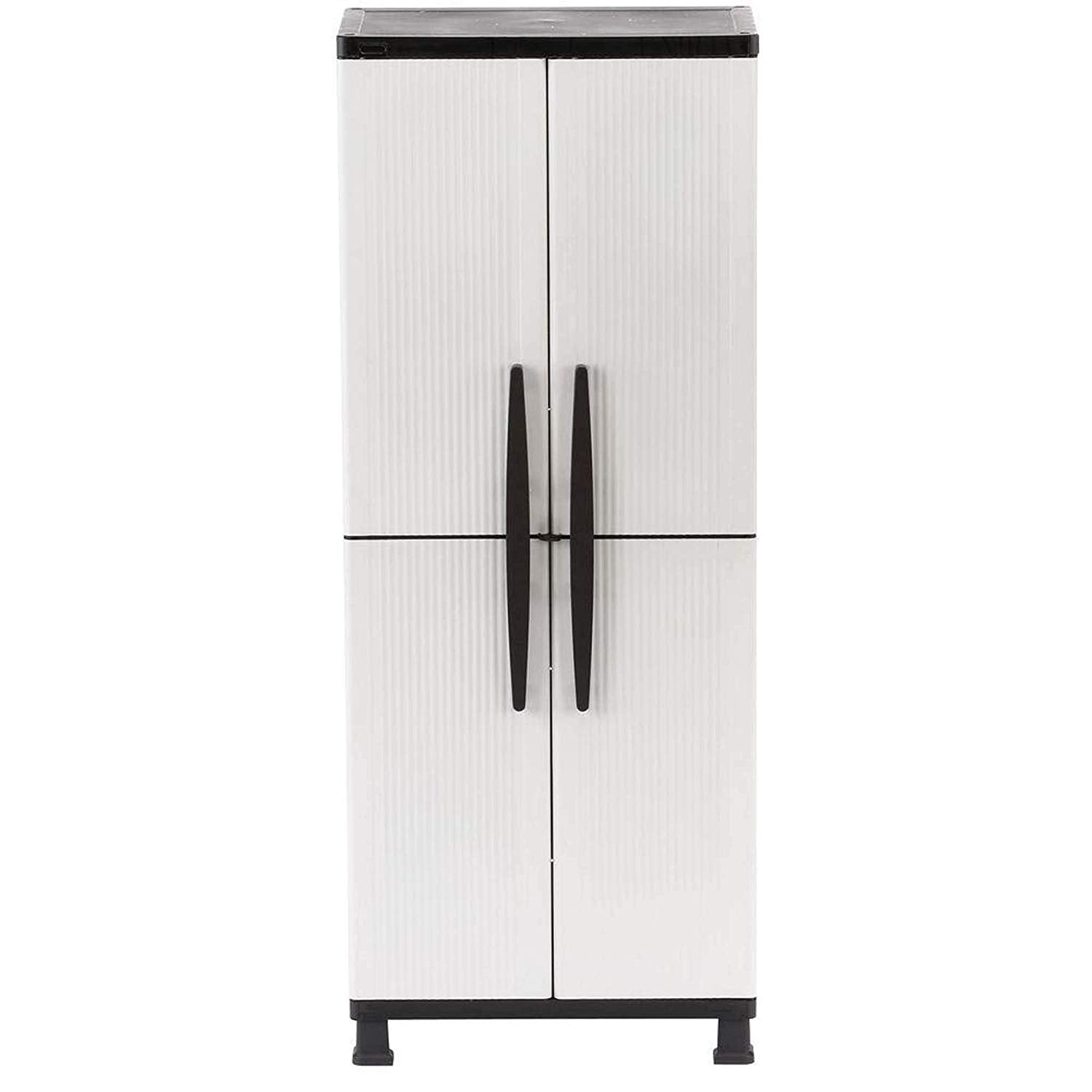 HDX 27 in. W 4-Shelf Plastic Multi-Purpose Tall Cabinet in Gray