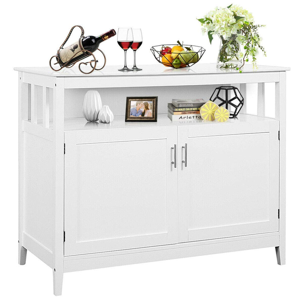 Costzon Kitchen Storage Sideboard Dining Buffet Server Cabinet Cupboard with Shelf (White)