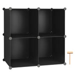 C&AHOME DIY 4 Cube Bookcase Shelf Storage Organizer Mini Closet Cabinet, Black