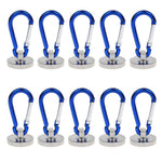 Pack of 10 UCONTRO Strong 35 Lbs Magnetic Carabiner Hook for Refrigerator, Kitchen, Door, Outdoor - Holding Ropes, Power tools, Wire, Cables, Grommets, Key