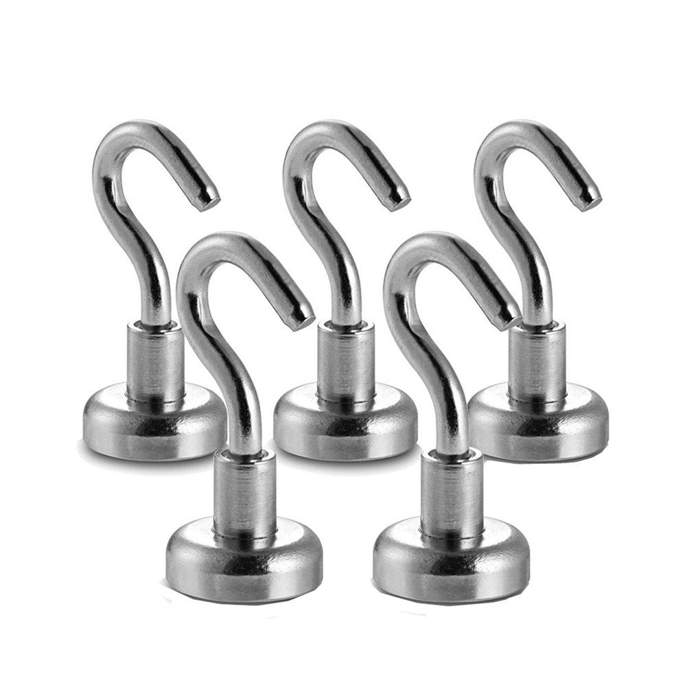 Haplain Powerful 5 Pack Round Shape Magnet Hooks Heavy Duty Mount Hook Holder Towels Tools Keeper 5.5KG