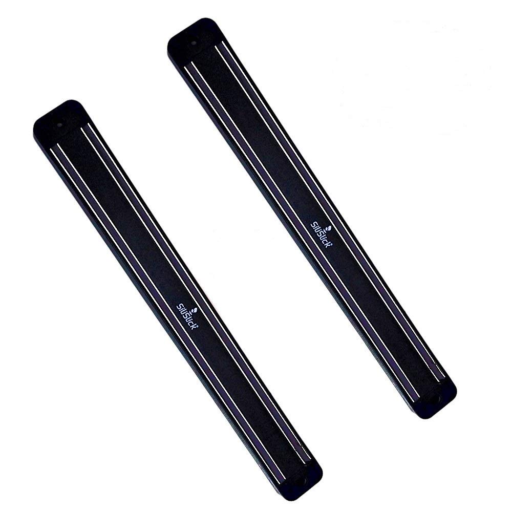 SiliSlick Magnetic Knife Rack, Space-saving Innovation. 2 Strong Magnet Bars That Will Support up to 17 Lbs. (2, Black)