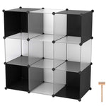 C&AHOME DIY 9 Cube Bookcase Media Storage Organizer Shelf Toy Rack Closet (White Cross)