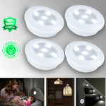 4pcs Wireless LED Puck Lights with Remote Control, Eyes-Protected Battery Operated Closet Lighting, Exquisite LED Under Cabinet Lighting,Dimmable Stick Anywhere LED Stair Lights by Makerfun Cool White