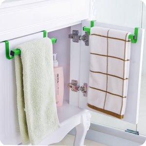 Ieasycan Over the Drawer Towel Rack Metal Dishcloth Bar Hanger Attach To Cabinet, Used In Kitchen, Bathroom (10 inch length, green)