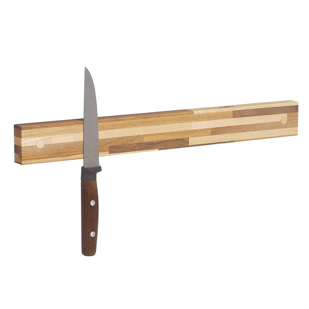 Powerful Magnetic Knife Strip, Solid Wall Mount Wooden Knife Rack, Bar. Unique gift Made in USA (Butcher Block, 16")