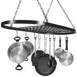 Sorbus Pot and Pan Rack for Ceiling with Hooks — Decorative Oval Mounted Storage Rack — Multi-Purpose Organizer for Home, Restaurant, Kitchen Cookware, Utensils, Books, Household (Hanging Black)