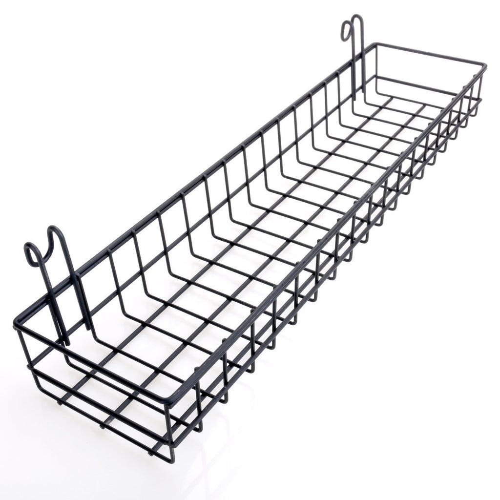 hosaken Multipurpose Mesh Wall Metal Wire Basket, Grid Panel Hanging Tray, Wall Mount Organizer, Wire Storage Shelf Rack for Home Supplies, Wall Decor, Small Size, Black Coated