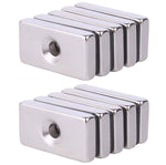 Neodymium Rectangular Pot Magnets with Counter Bore, Countersunk Hole Magnets with Mounting Screws-30x15X5MM （10 Pack）