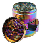 Engshwn New Design Premium Zinc Alloy Colourful Rainbow Pollen Spice Tobacco Herb Grinder with a Unique Cabinet Door for Easy Collection 2.2 inch 4 Pieces