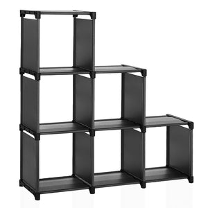 SONGMICS 6 Cube Storage Shelves, DIY Modular Bookshelf Toy Rack, Display Cabinet and Closet Organizer Unit, Black ULSN63BK, Pure
