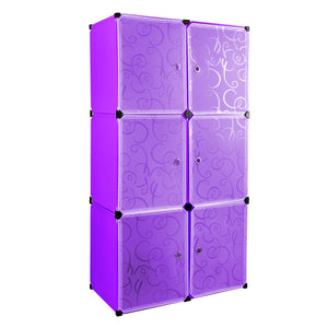 Saim DIY Kid's Furniture Plastic Cubic Storage Boxes Set Cabinet Shelf Closet 6 Cube Organizer