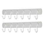 WEBI Wall Hooks Adhesive: 360°Rotatable, Ultra-Stick, Heavy Duty, Waterproof, 6-J-Hook, Plastic Utility Hook, Wall Hanger Rack Holder for Coat Towel Hats Keys Scarf Purse Kitchen Utensil – Grey,2 Pcs