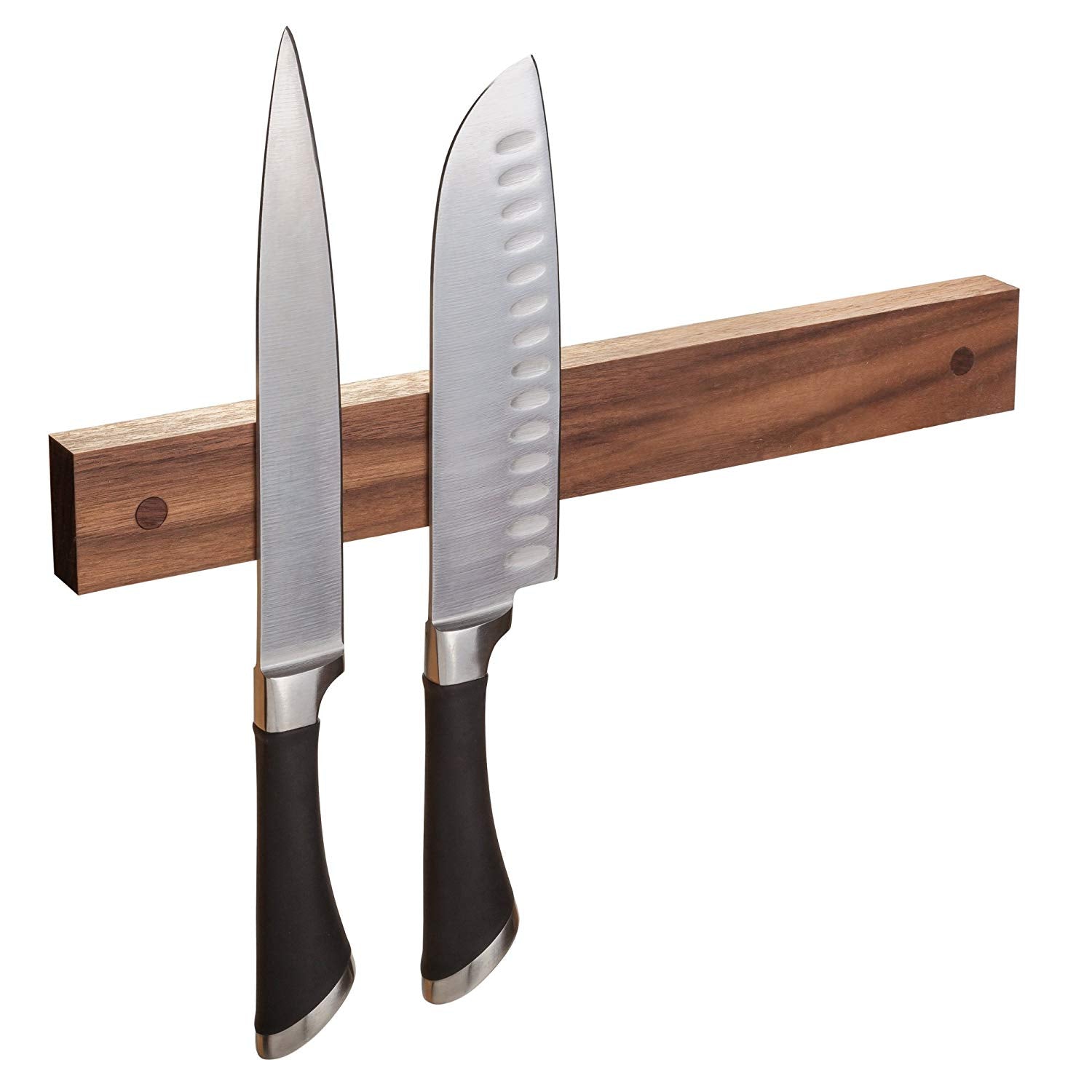 Powerful Magnetic Knife Strip, Solid Wall Mount Wooden Knife Rack, Bar. Unique gift Made in USA (Walnut, 10")