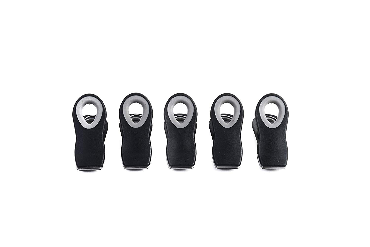 COOK with COLOR Set of Five Black and Gray Magnetic Plastic Bag Clips