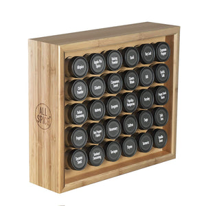 AllSpice Wooden Spice Rack, Includes 30 4oz Jars- Bamboo