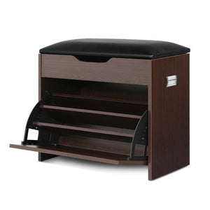 Artiss 12 Pairs Shoe Cabinet Organiser Wooden Storage Bench Stool