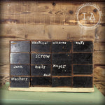 Vintage Industrial Folk Art Wood 16 Drawer Parts Organizer Tool Cabinet Chest Display