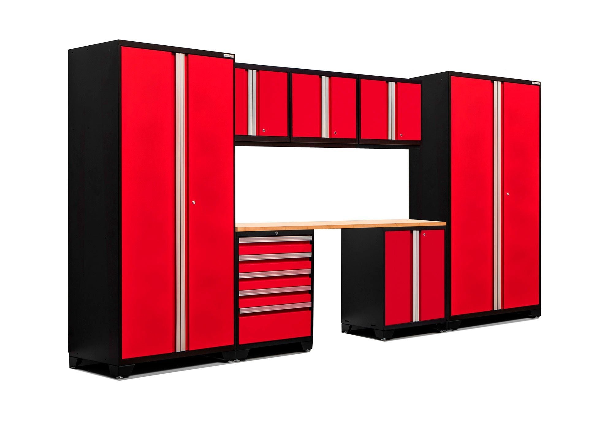 NewAge Pro 3.0 Series Red 8 Piece Set w/ Bamboo Worktop